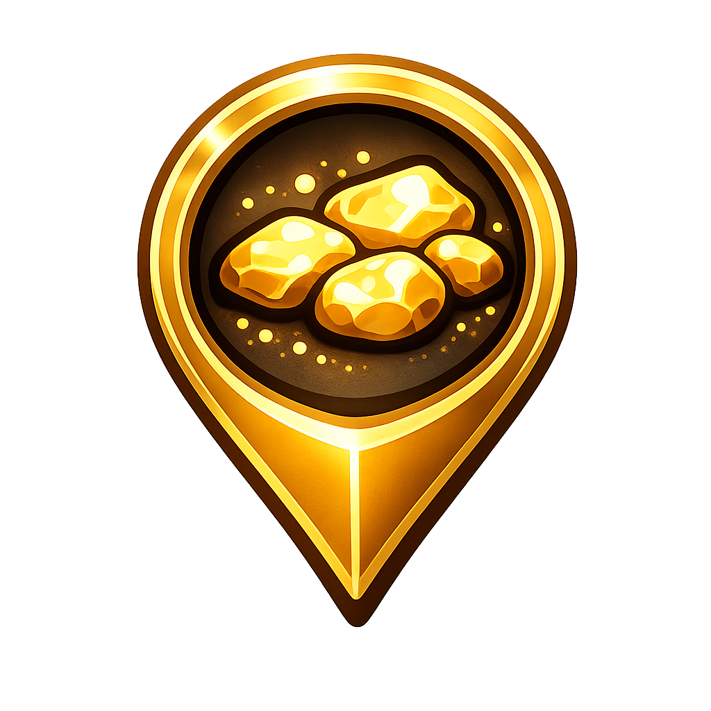 gold panning map pin