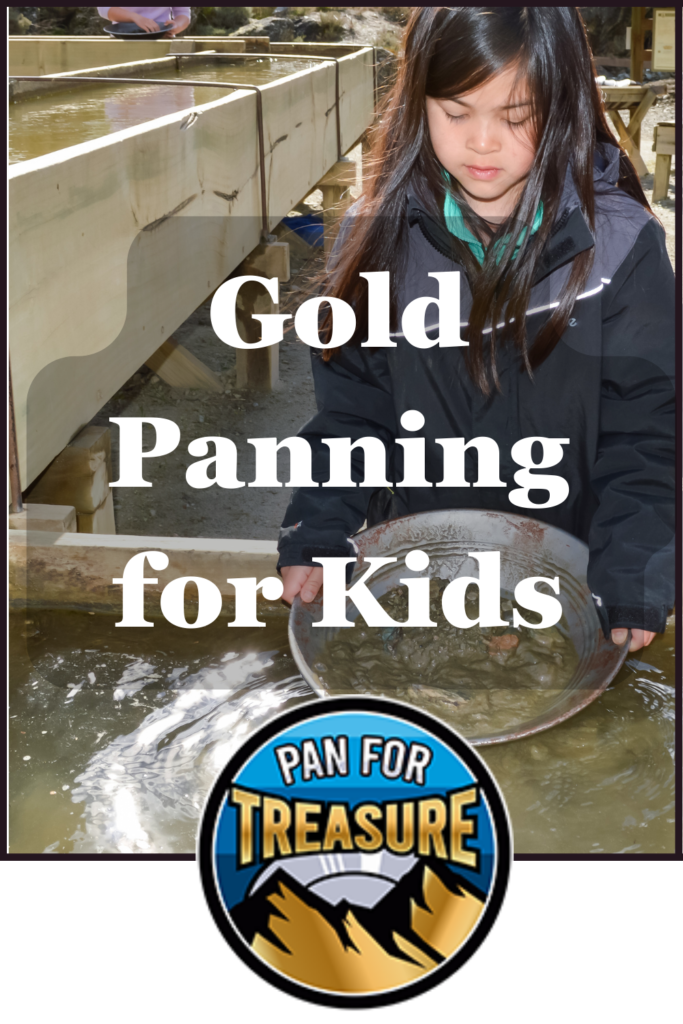A girl panning for gold in water.
