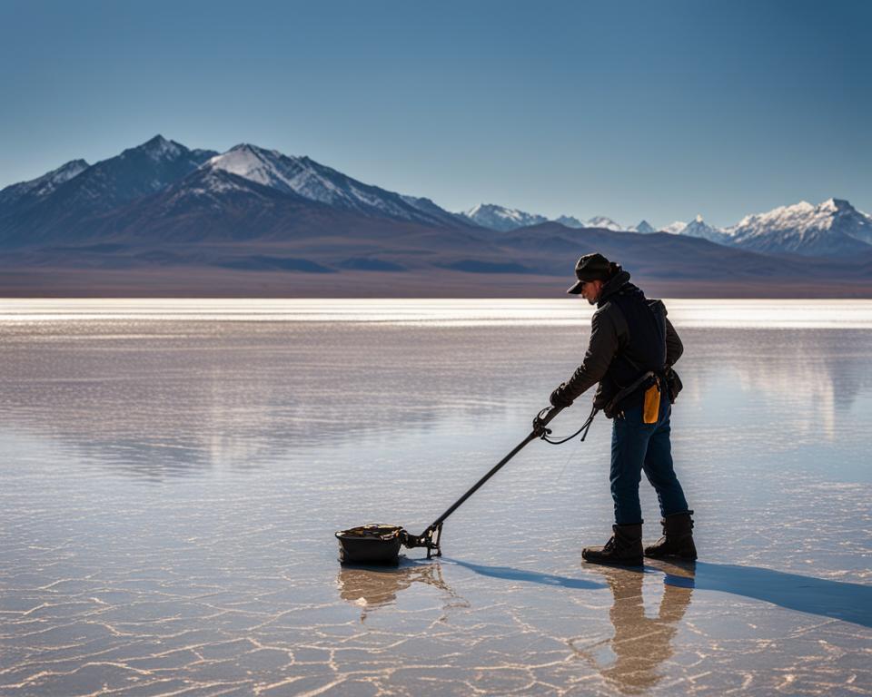 Metal detecting on salt lakes for gold