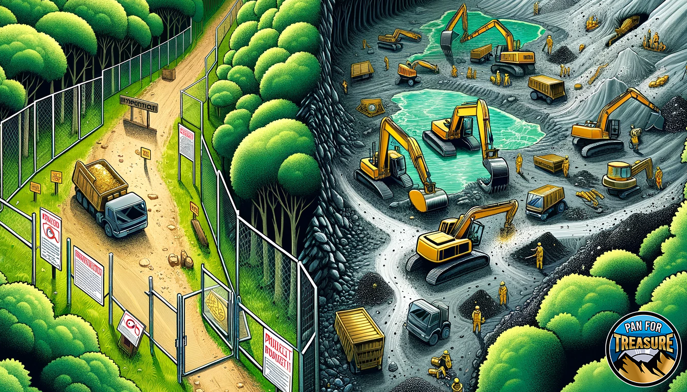 A cartoon of a construction site in a protected area.