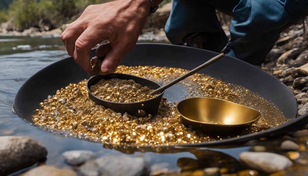 sifting the pan and using a magnet